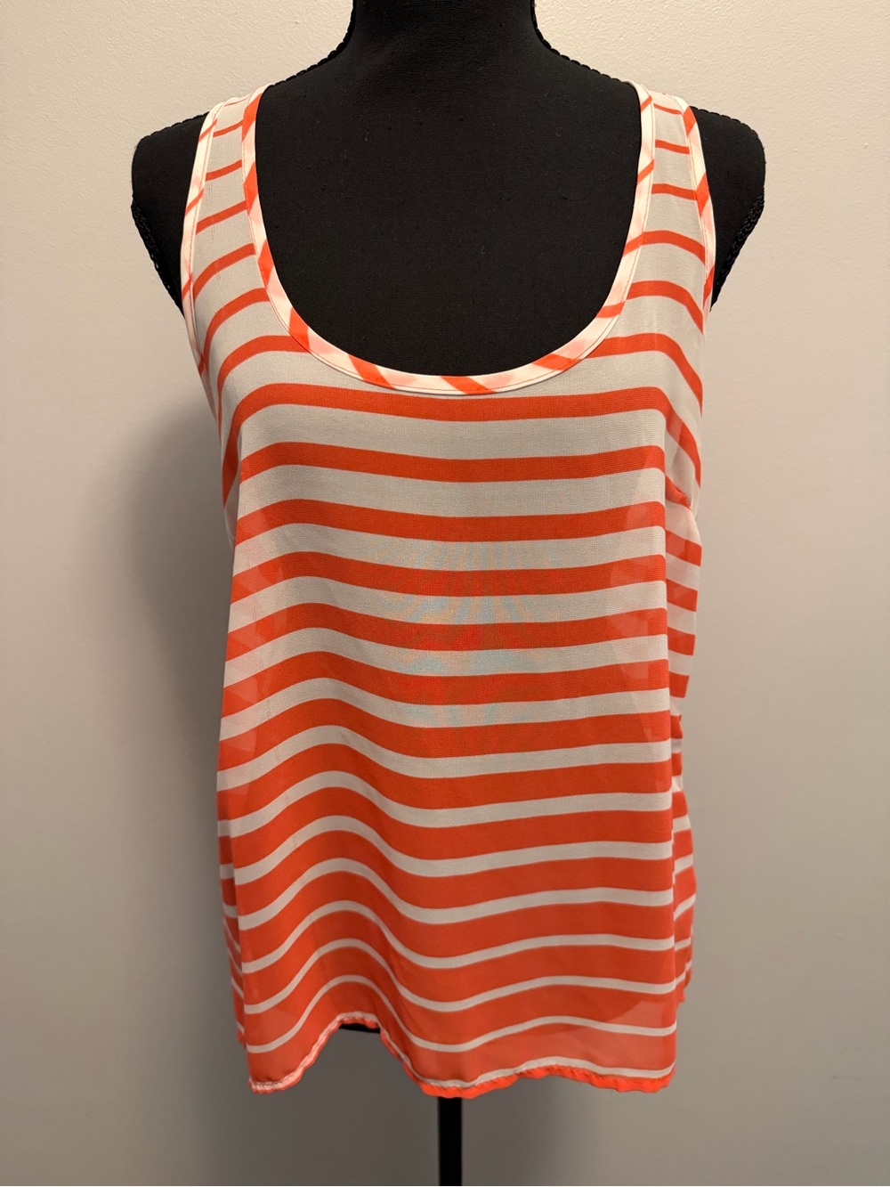ISSI Orange and White Striped Scoop Neck Tank